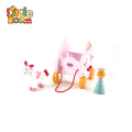 Wooden Lovely Cinderella Doll Royal  Pink Horse Carriage Toy  For Kids